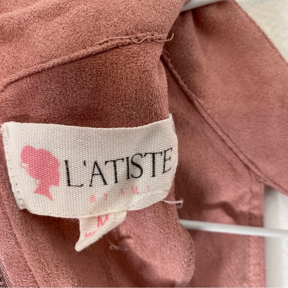 L’ATISTE Pink Faux Suede Zipper Back Crop Top - Picture 12 of 13